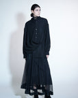 Flare Mesh Maxi Skirt