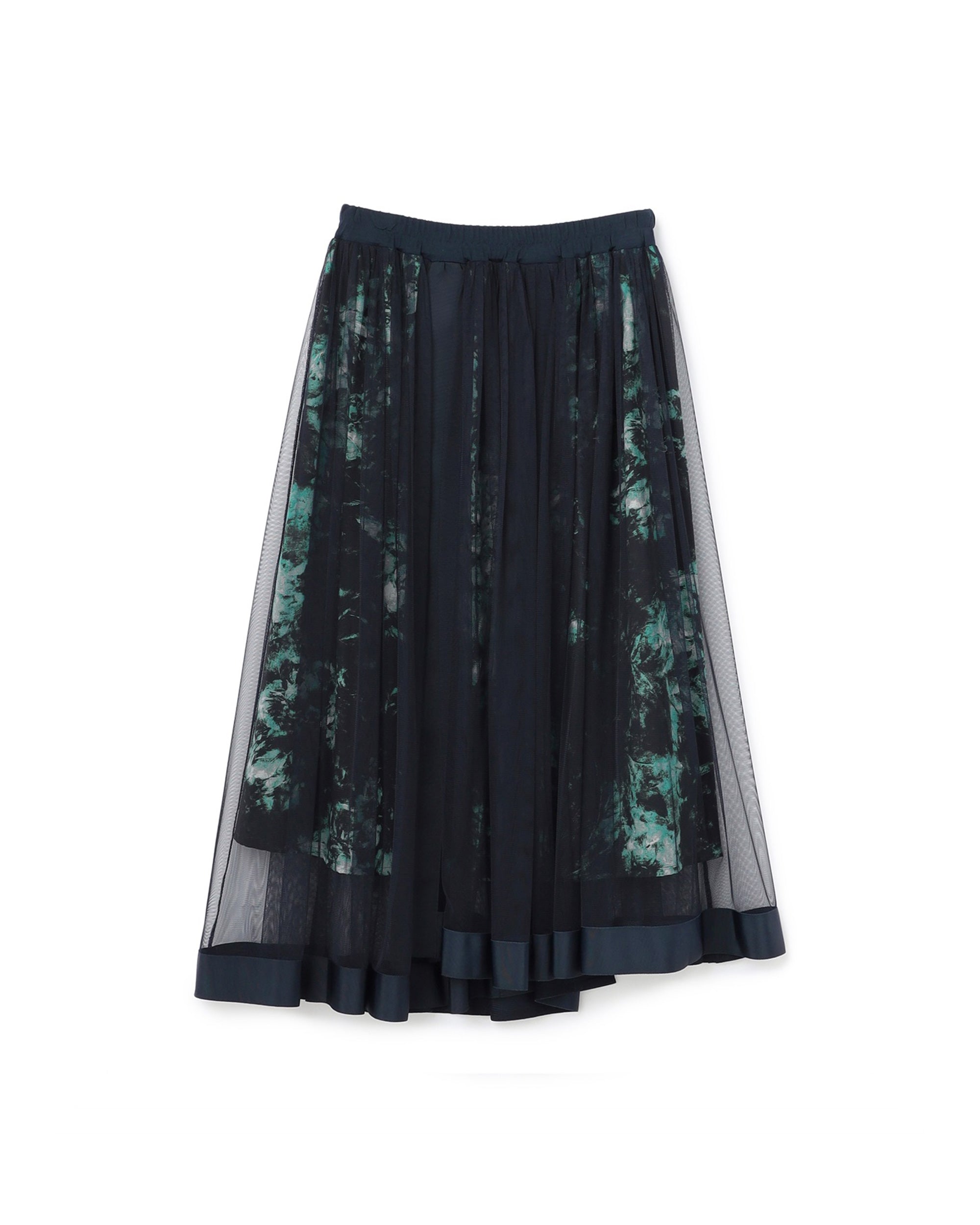 Flare Mesh Maxi Skirt