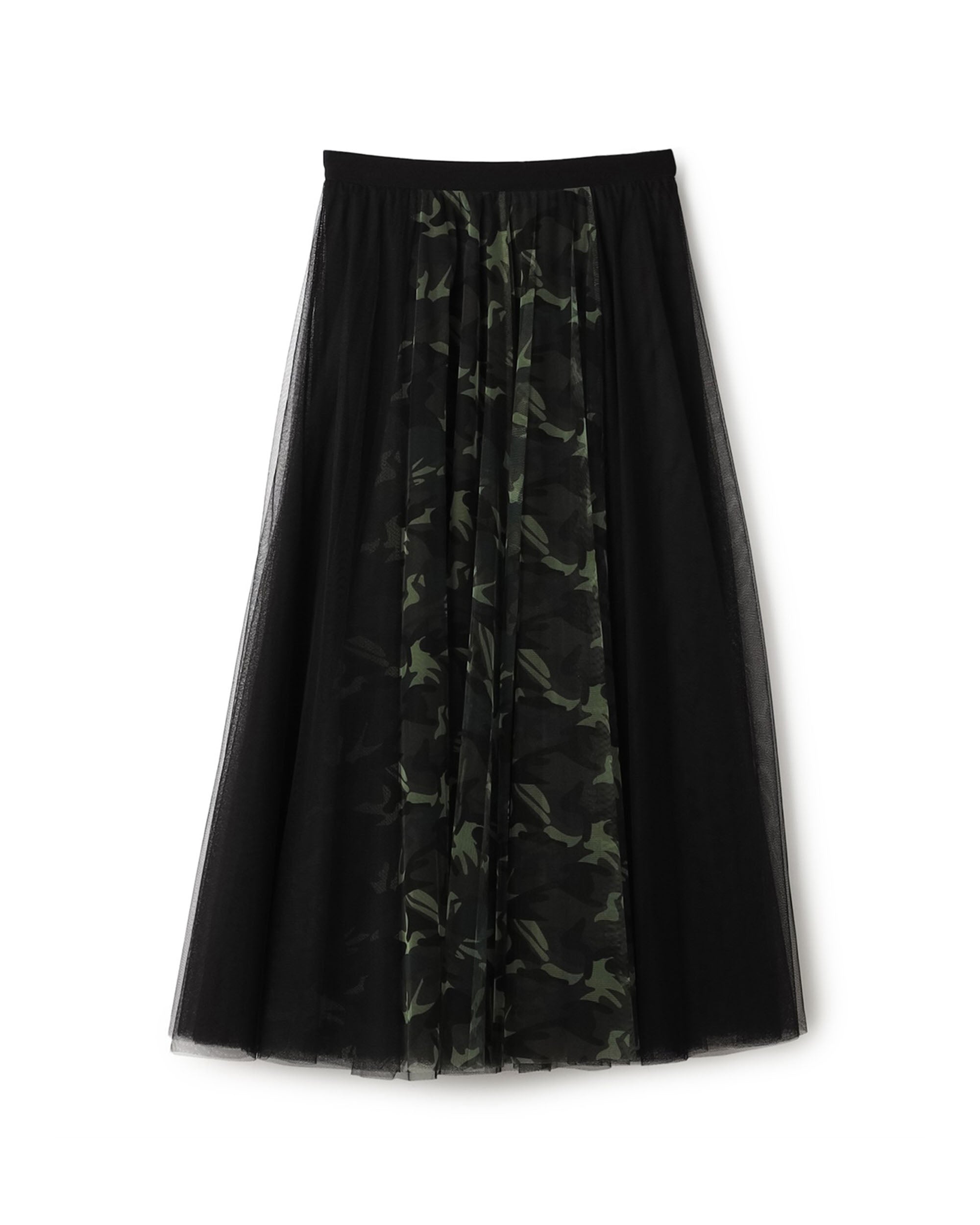 Camo N Floral Mesh Maxi Skirt