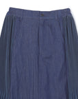 Denim Like Pleated Side Maxi Skirt