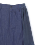 Denim Like Pleated Side Maxi Skirt