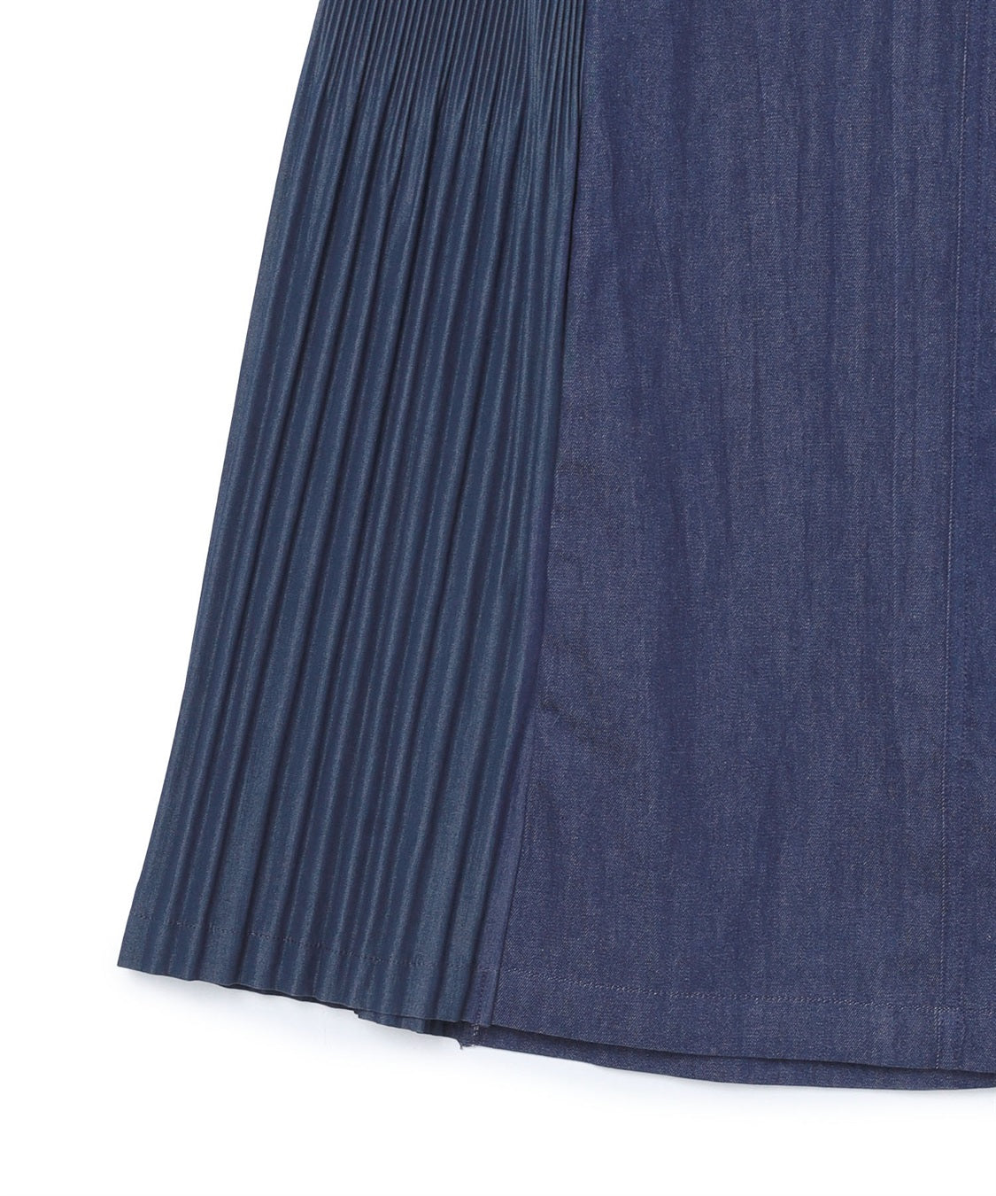 Denim Like Pleated Side Maxi Skirt