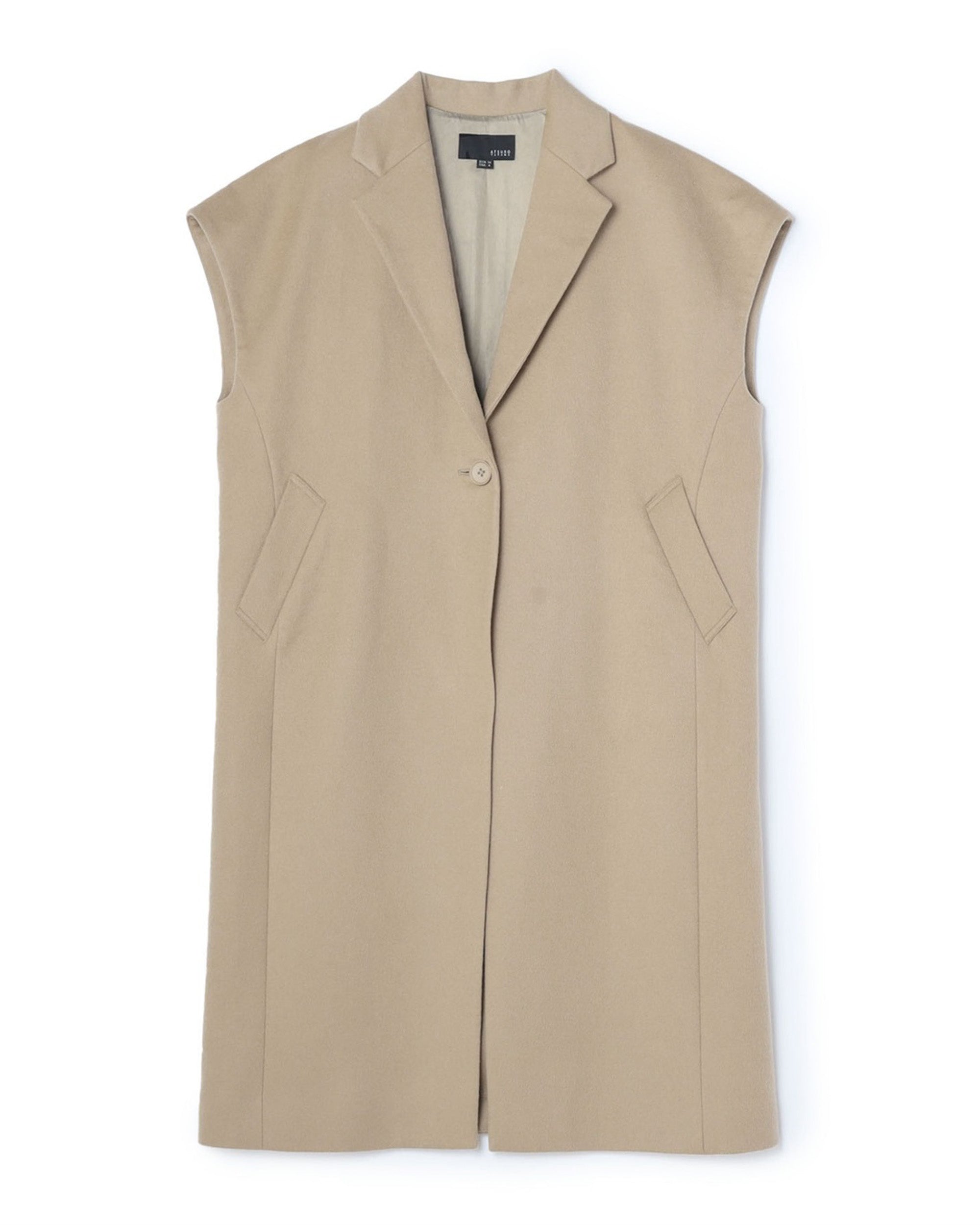 Wool Cap Sleeve Long Gilet
