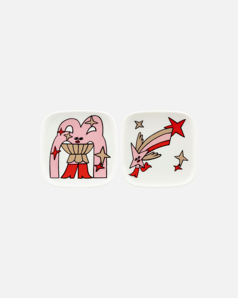 Chinese New Year Kioski Aureate Glow Plate 10X10cm 2pc Set