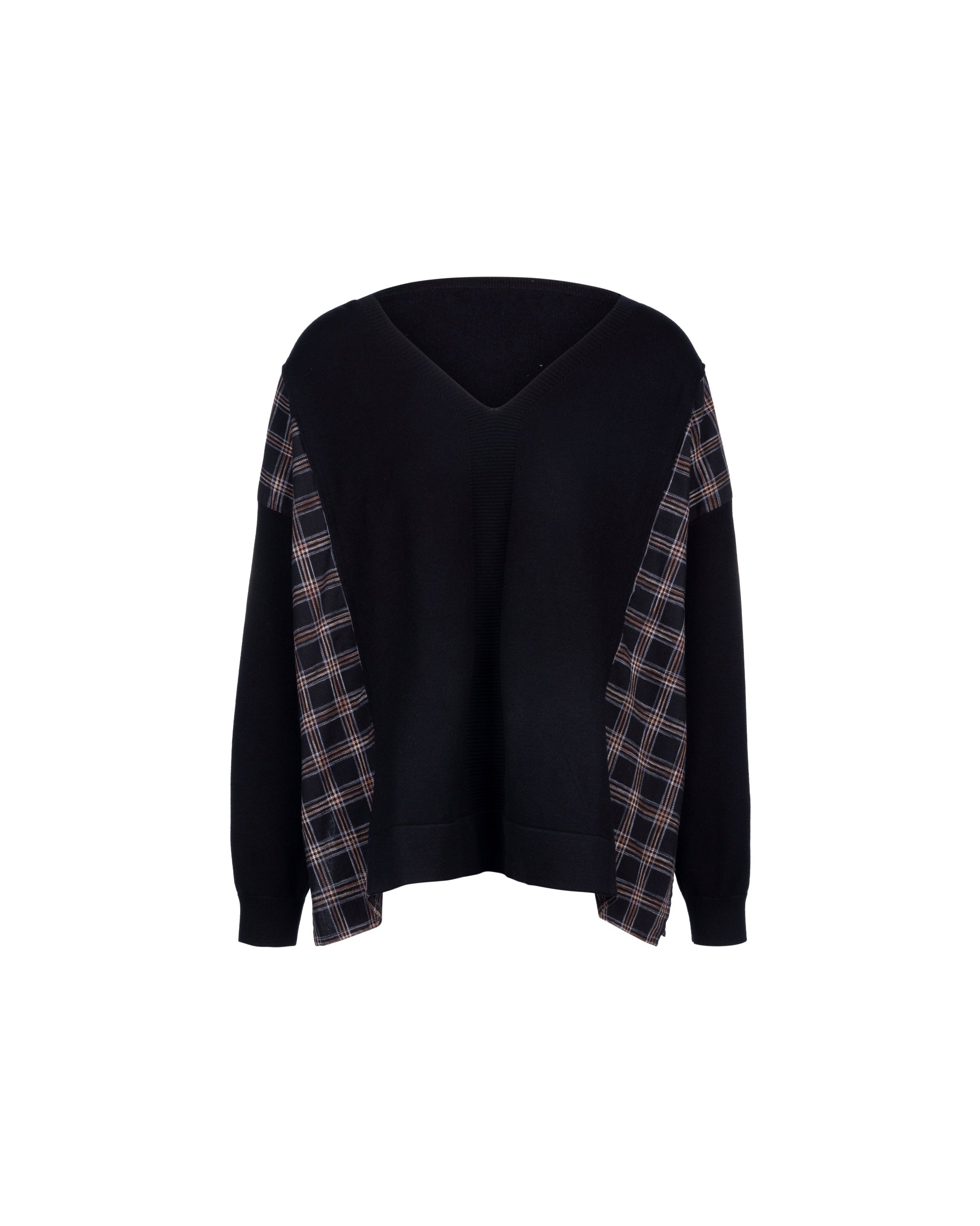 Xmas Capsule- Athena Check Side V Neck Knit Top