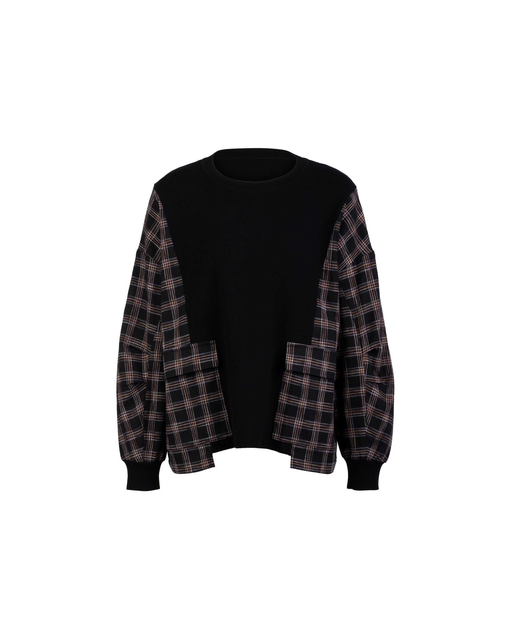 Xmas Capsule- Athena Check Side Pocket Front Knit Top