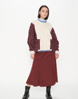 Xmas Capsule- Athena Check Side Pocket Front Knit Top