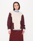 Xmas Capsule- Athena Check Side Pocket Front Knit Top