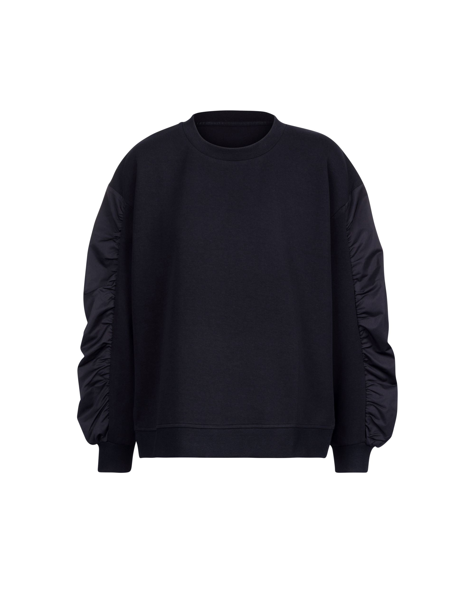 Air Compact Mix Nylon Gather Sleeve Sweatshirt