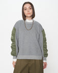 Air Compact Mix Nylon Gather Sleeve Sweatshirt