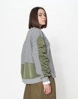 Air Compact Mix Nylon Gather Sleeve Sweatshirt