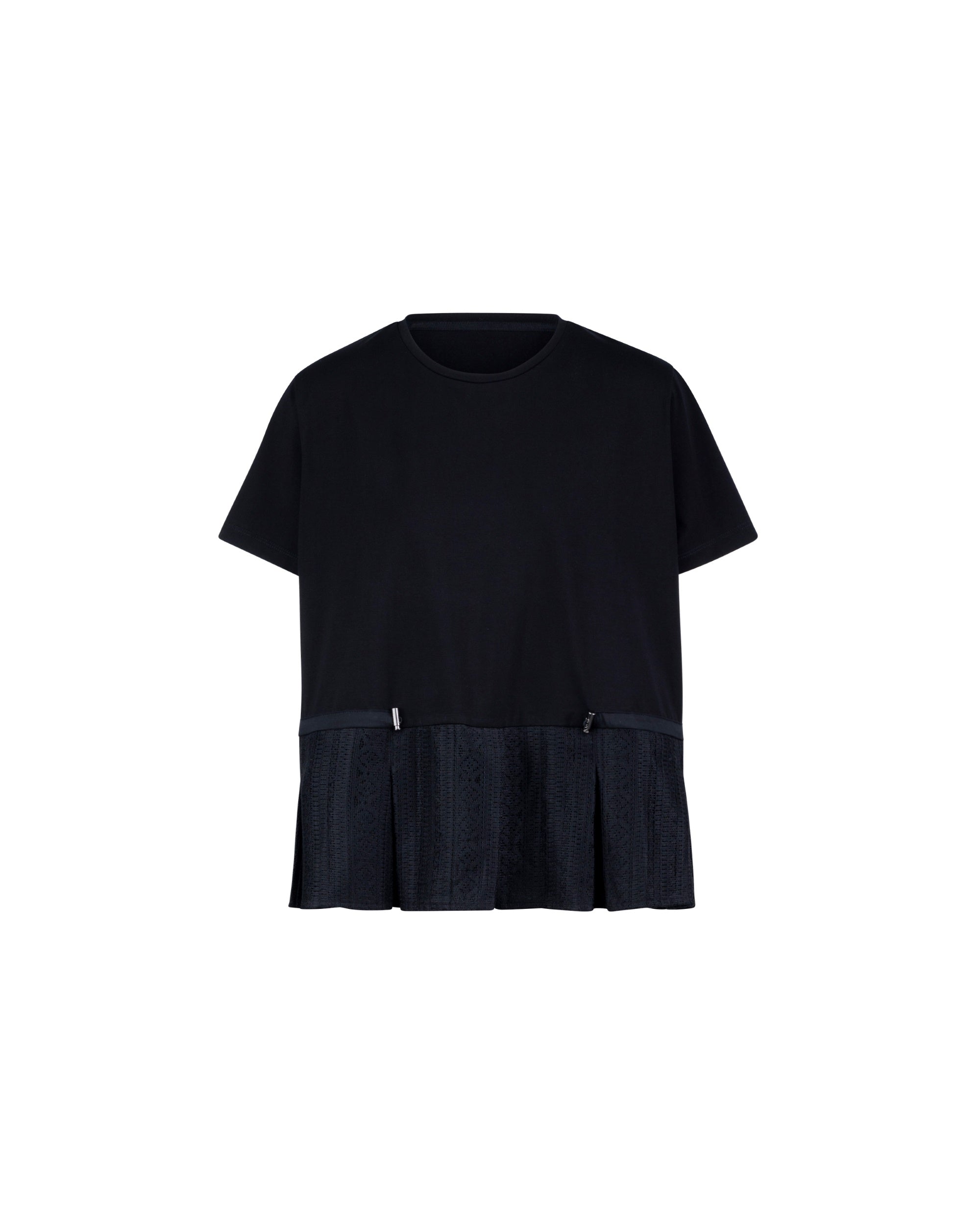 Bamboo Pleated Lace Hem Top