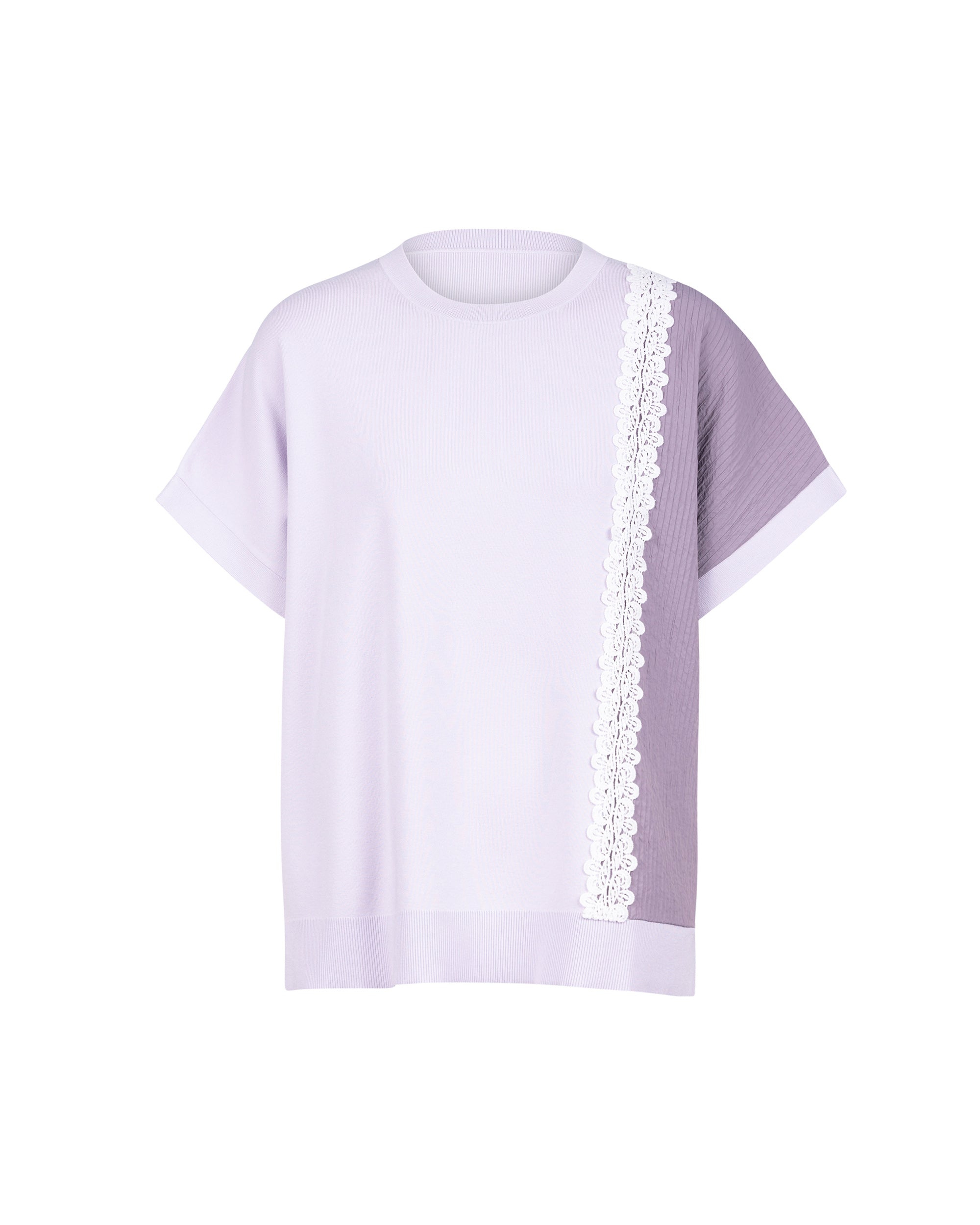 Athena Mix Crinkle Panel Cutwork Lace Knit Top