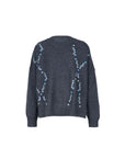 Wool Cashmere Colorful Daisy Embrodiery Knit Top