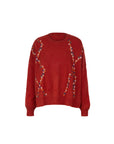Wool Cashmere Colorful Daisy Embrodiery Knit Top