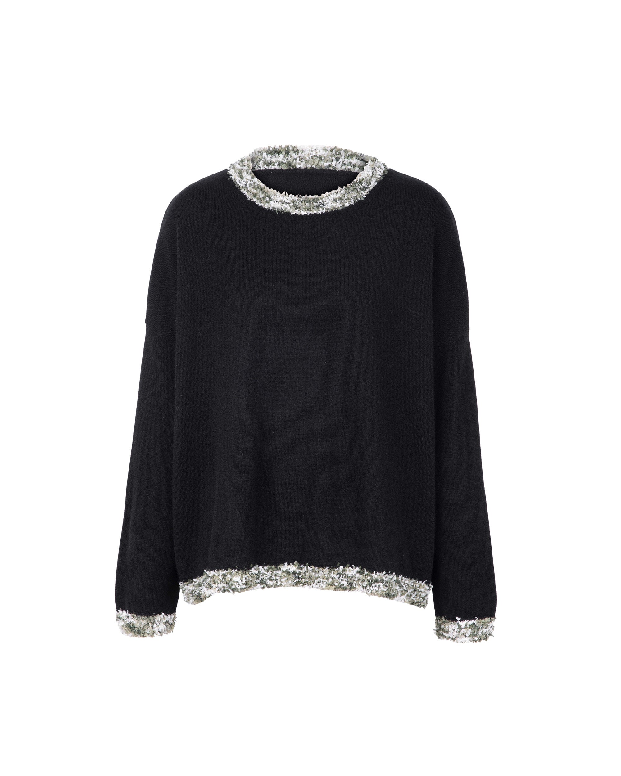 Cashmere Paper Yarn Trim Knit Top