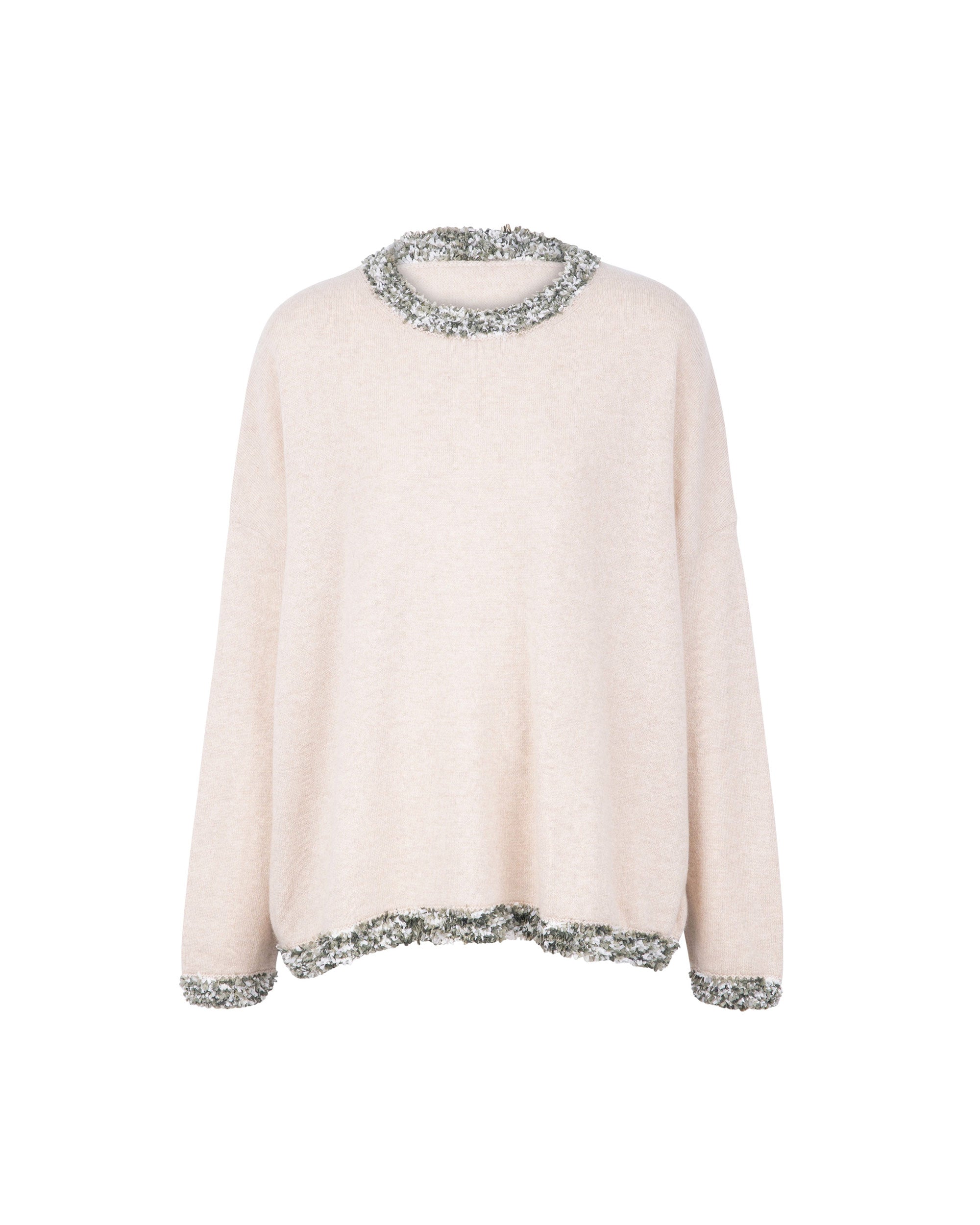 Cashmere Paper Yarn Trim Knit Top