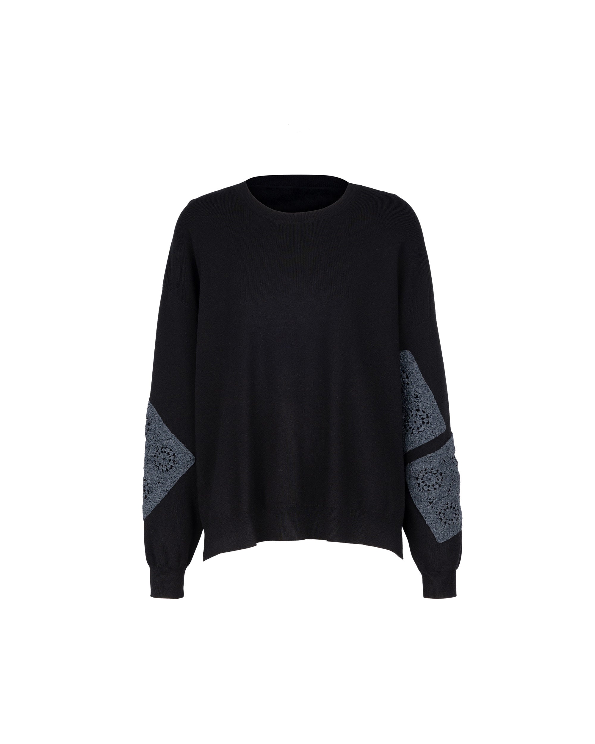 Athena Crochet Patch Knit Top