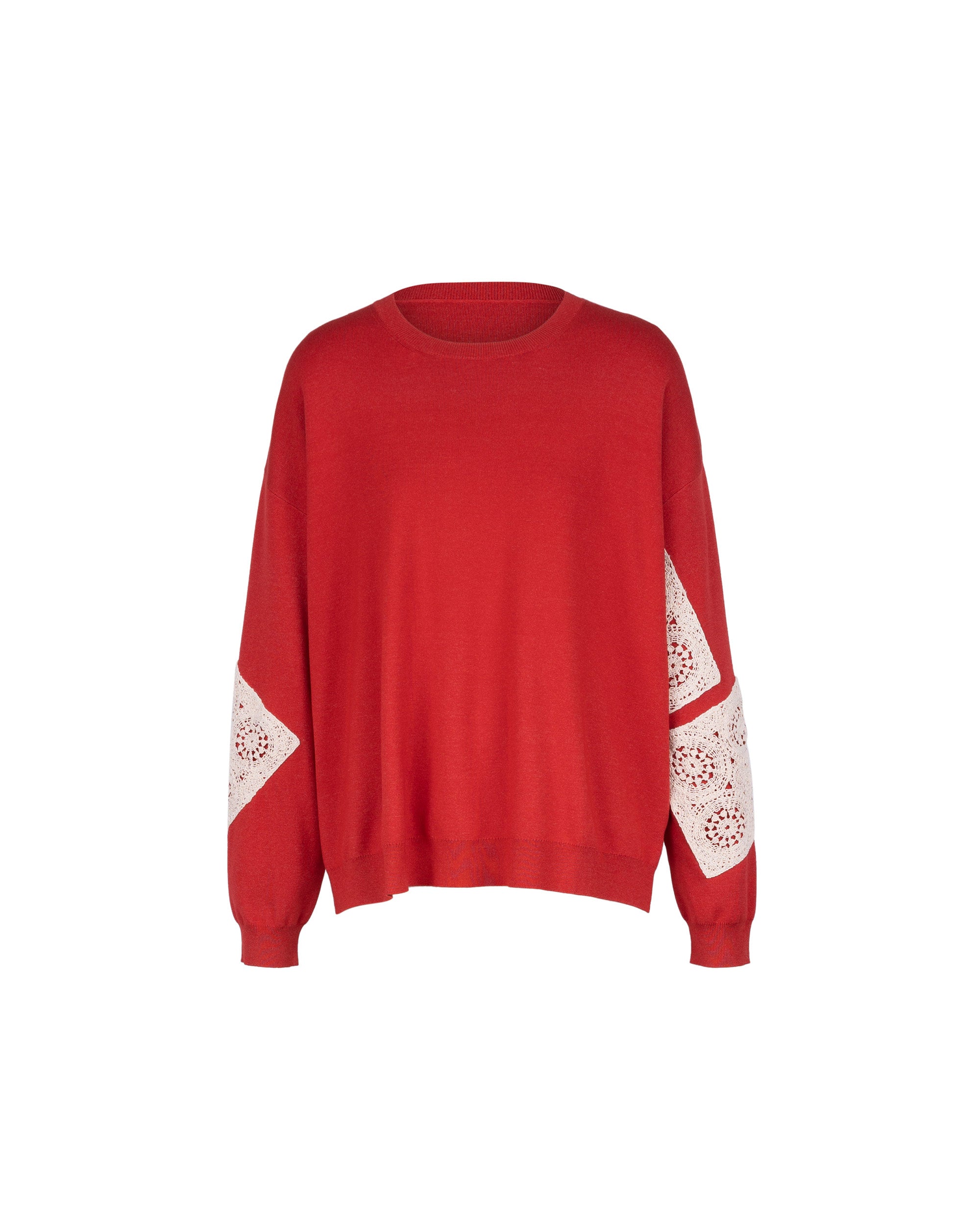 Athena Crochet Patch Knit Top