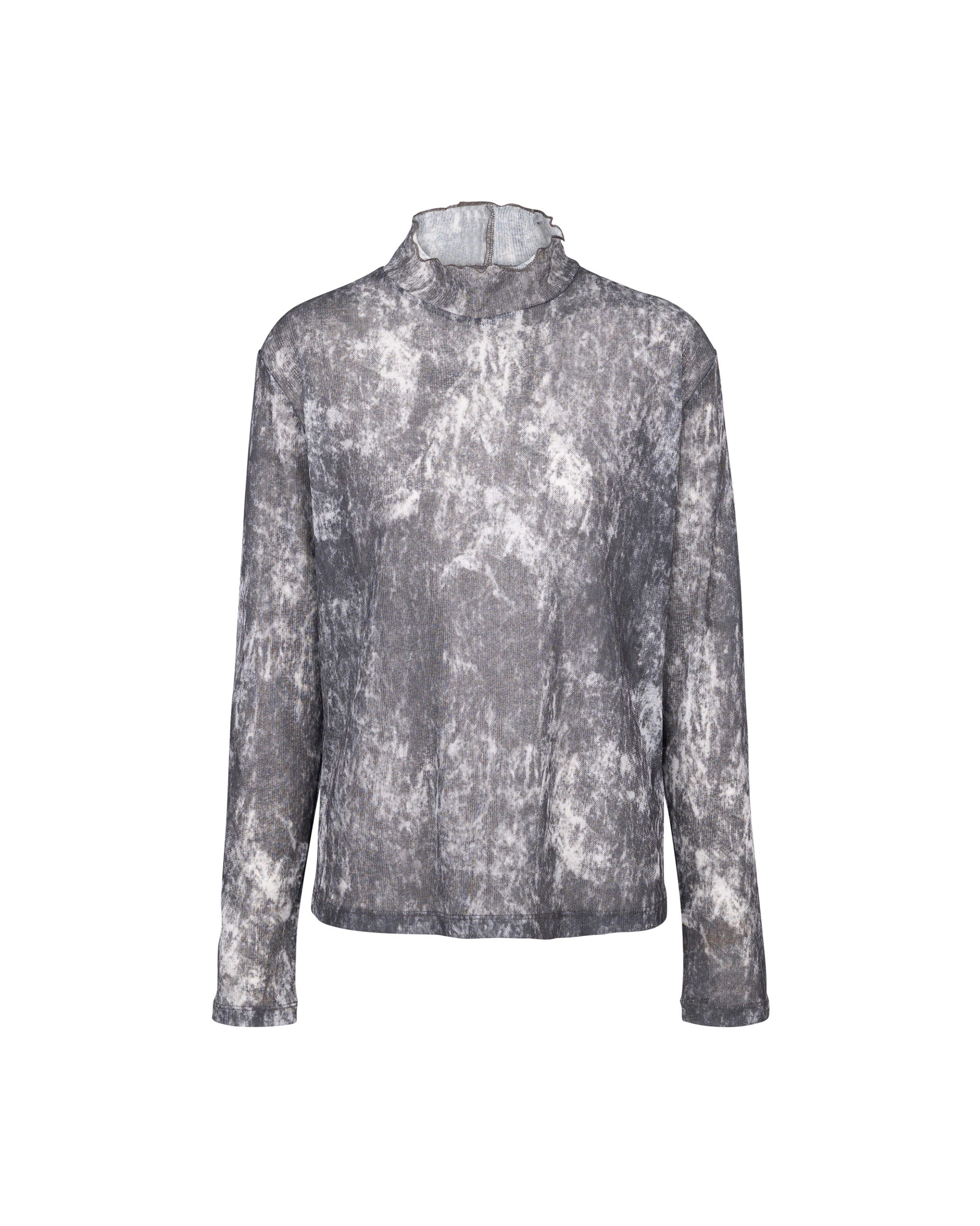 Gradration Mesh Ruffle Collar Top