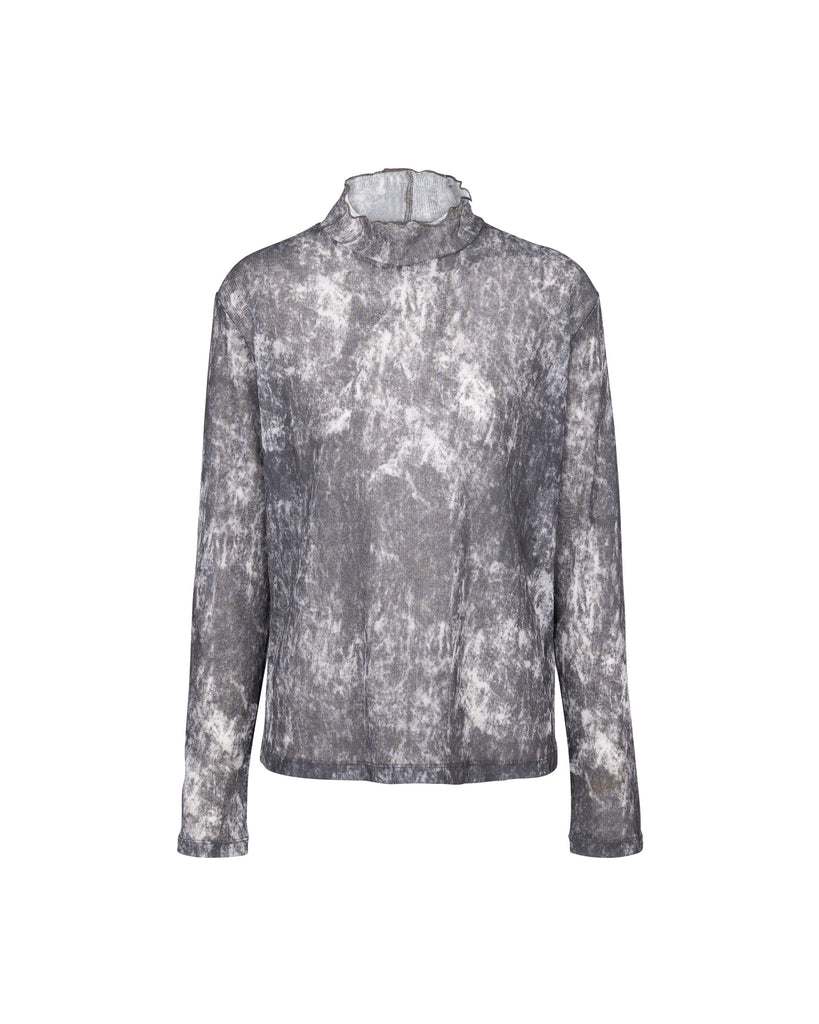 Gradration Mesh Ruffle Collar Top