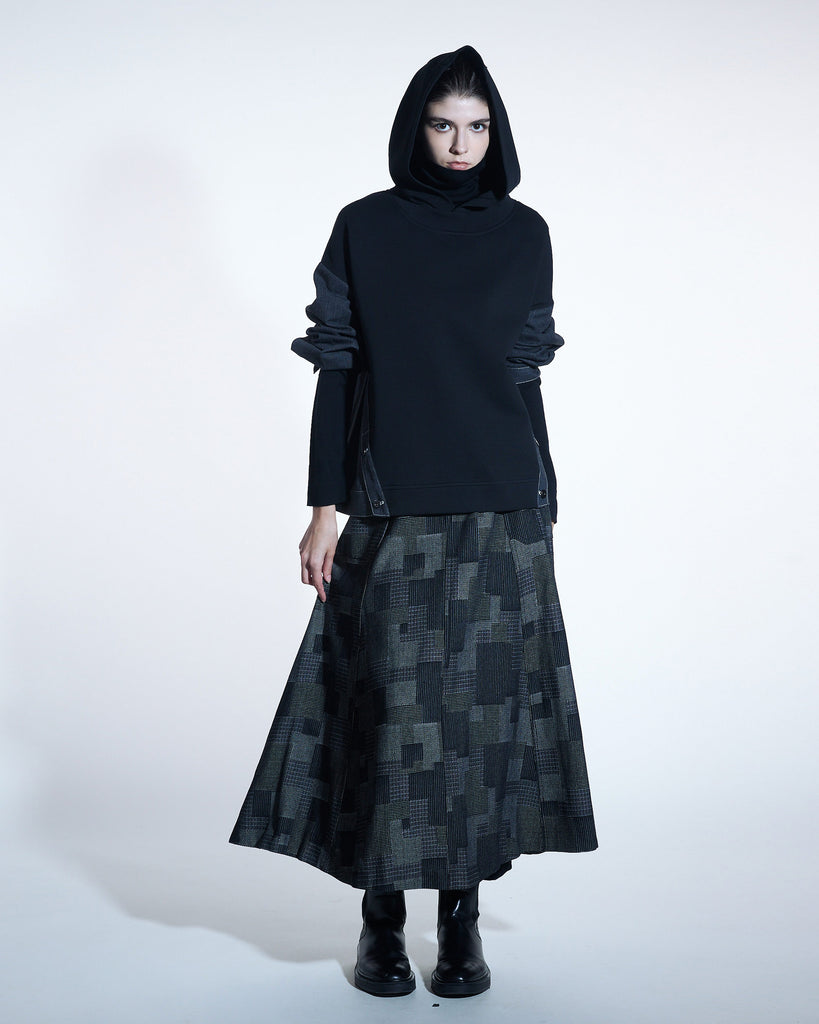 Air Compact Mix Denim Hoodie Sweatshirt