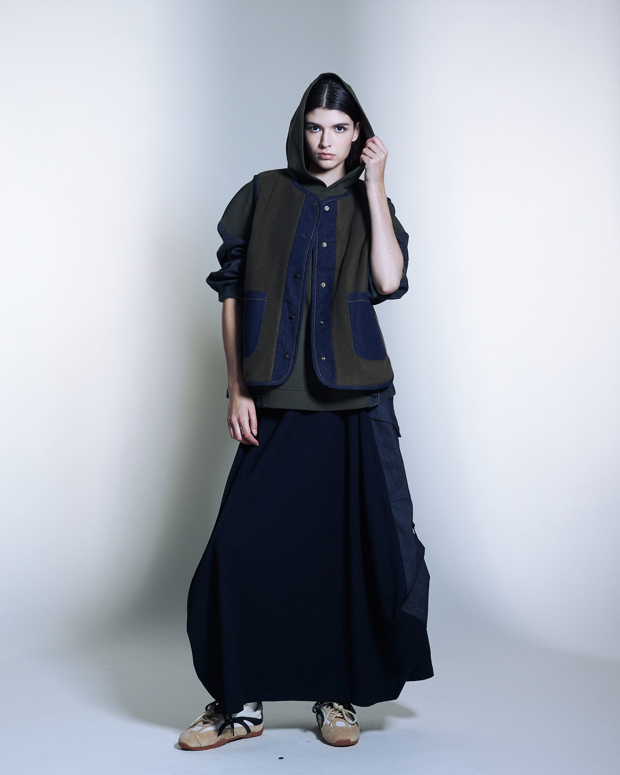 Air Compact Mix Denim Hoodie Sweatshirt