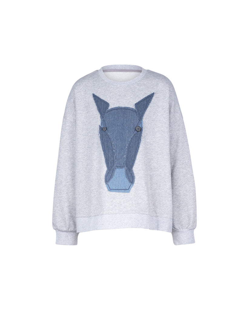 Horse Patchwork & Motif French Terry Sweatshirt