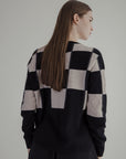 Wool Cashmere Bi Col With Trim Knit Top