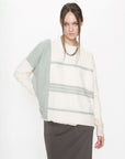 Cashmere Border Mix Cable Knit Top