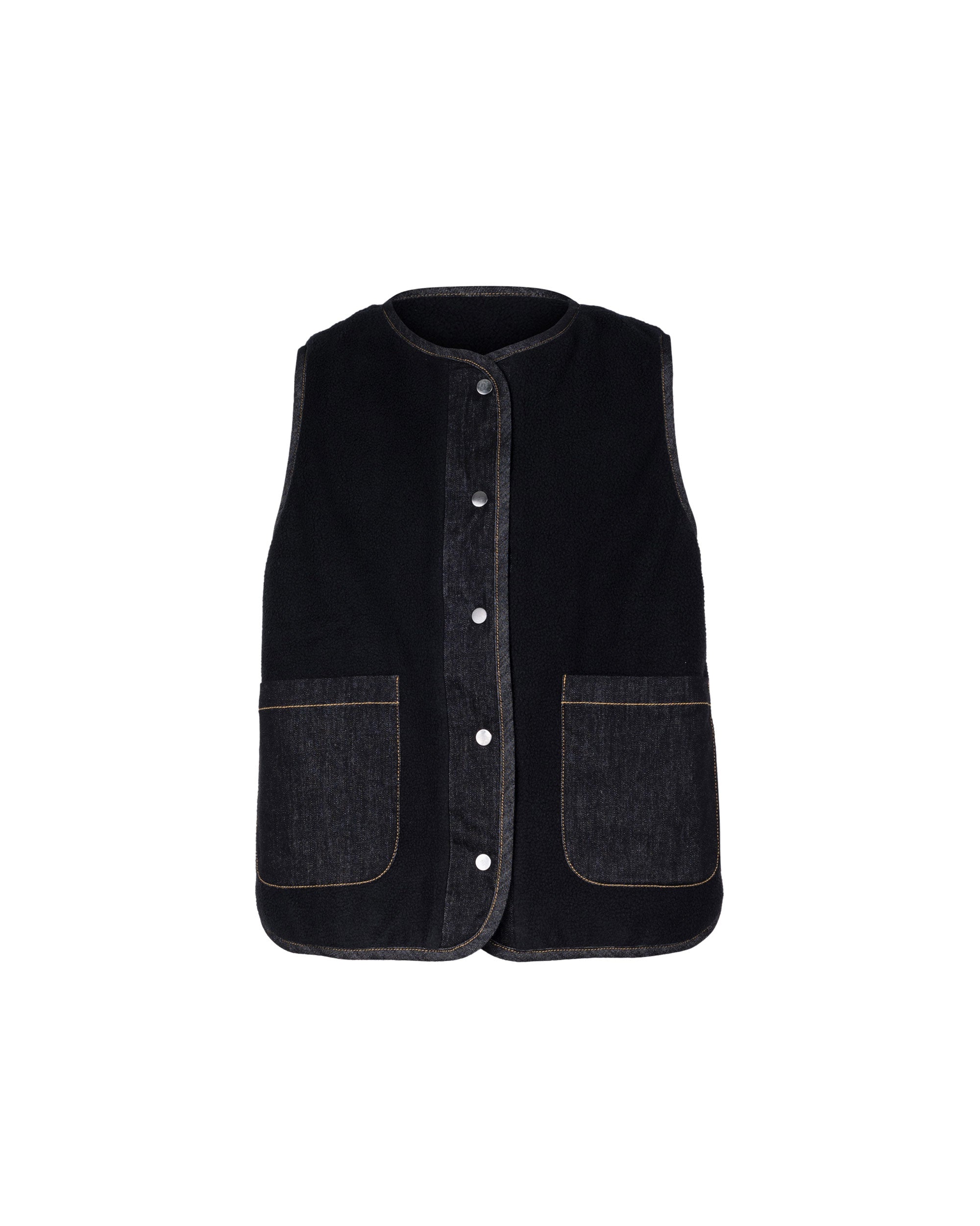 Reversible Denim Mix Polar Fleece Padded Gilet