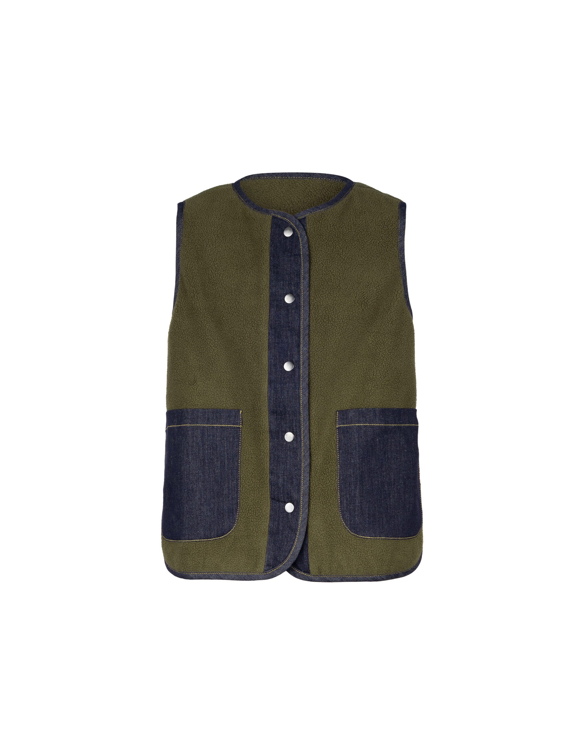 Reversible Denim Mix Polar Fleece Padded Gilet