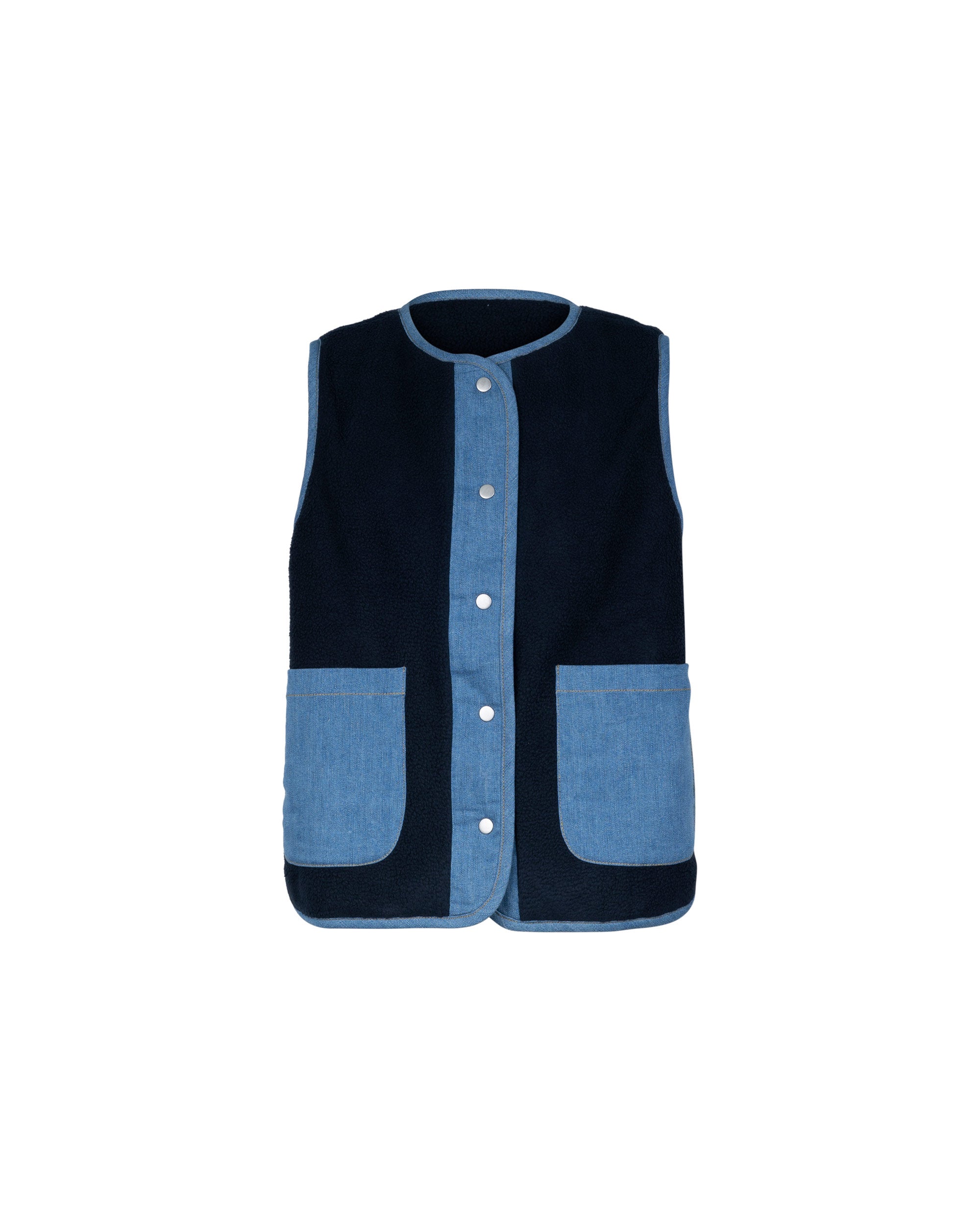 Reversible Denim Mix Polar Fleece Padded Gilet
