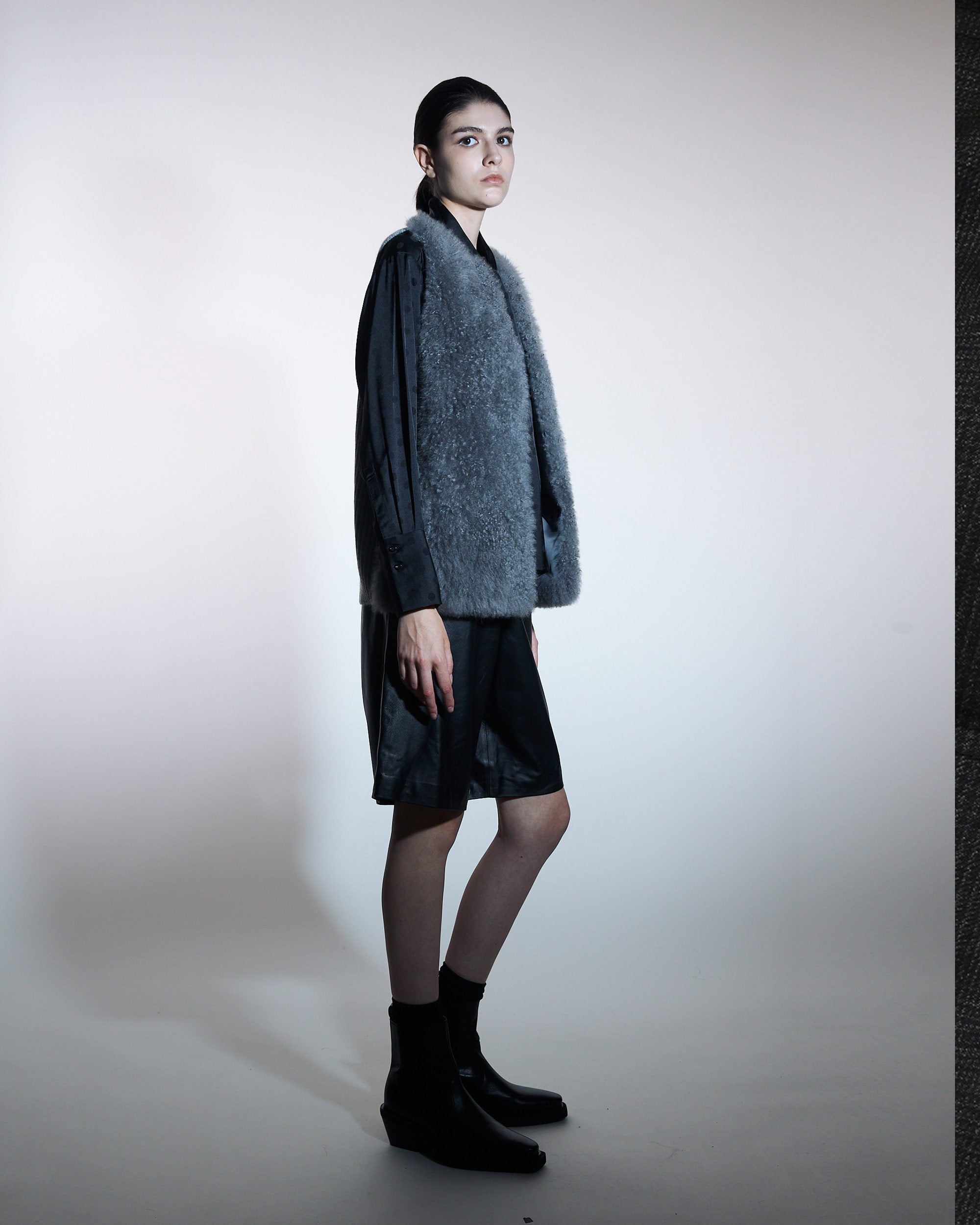 Cashmere Fur Knit Back Gilet