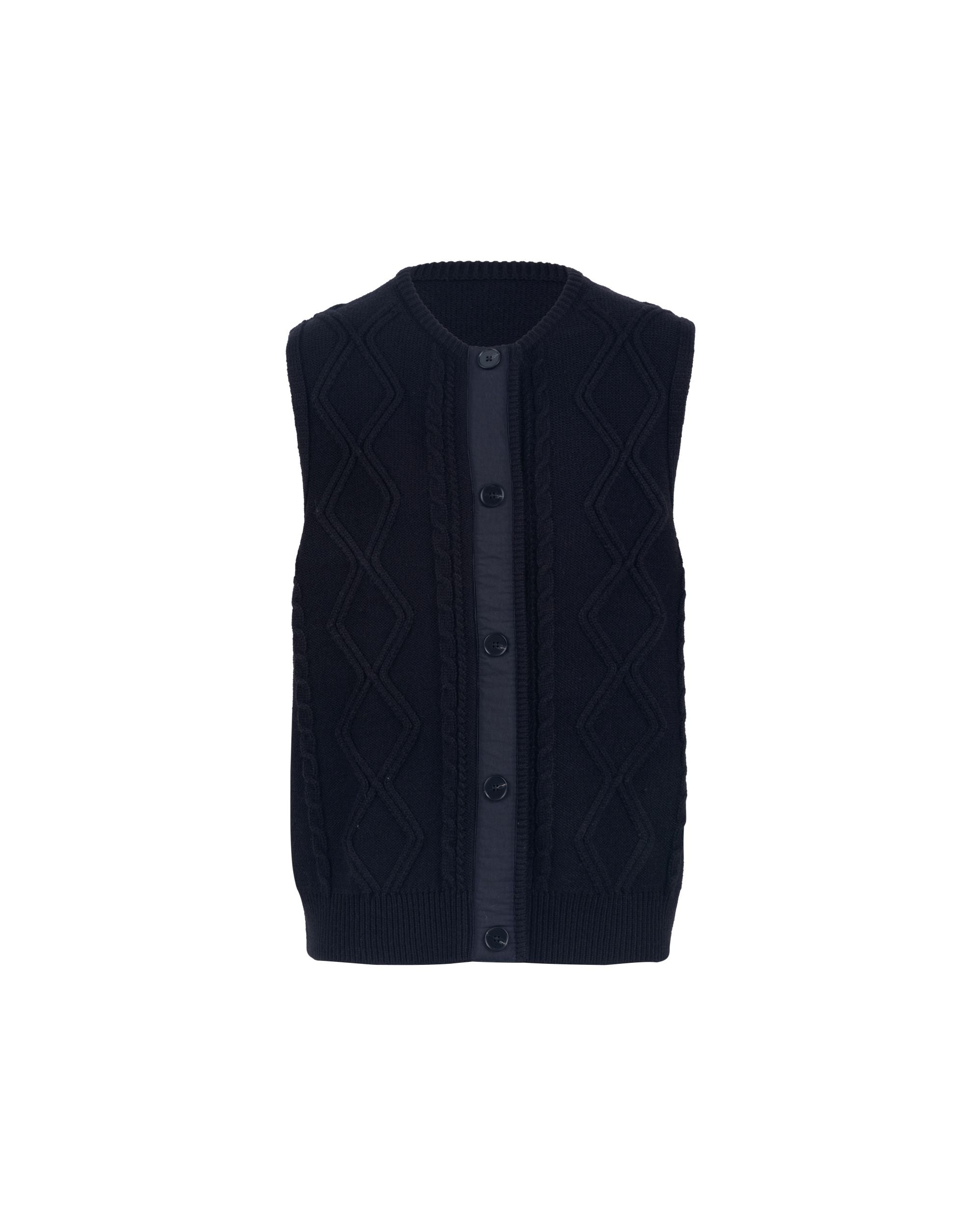 Acrylic Wool Nylon Rhombus Cable Gilet