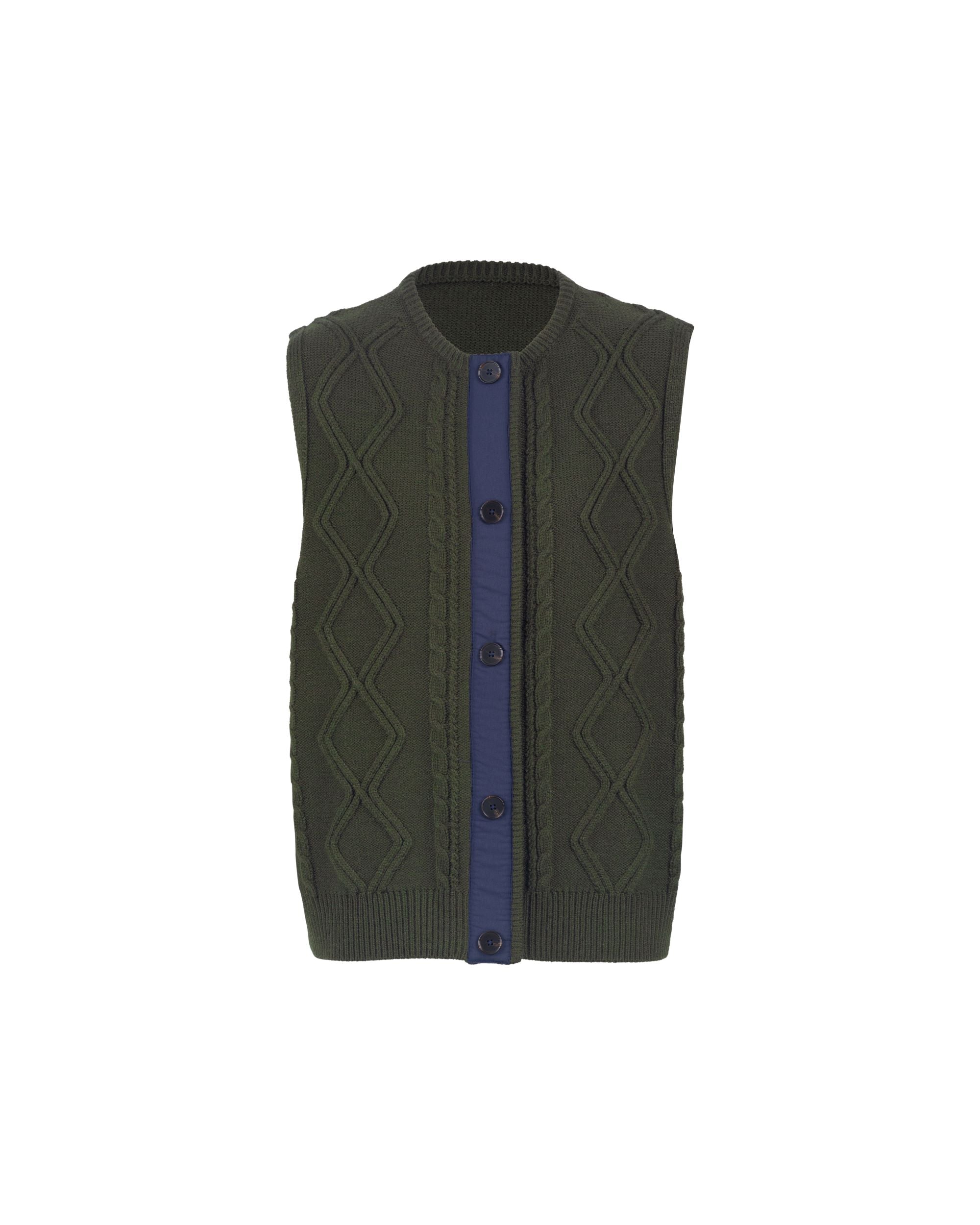 Acrylic Wool Nylon Rhombus Cable Gilet