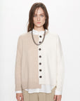 Cashmere Bi-color Asymmetric Cut Cardigan