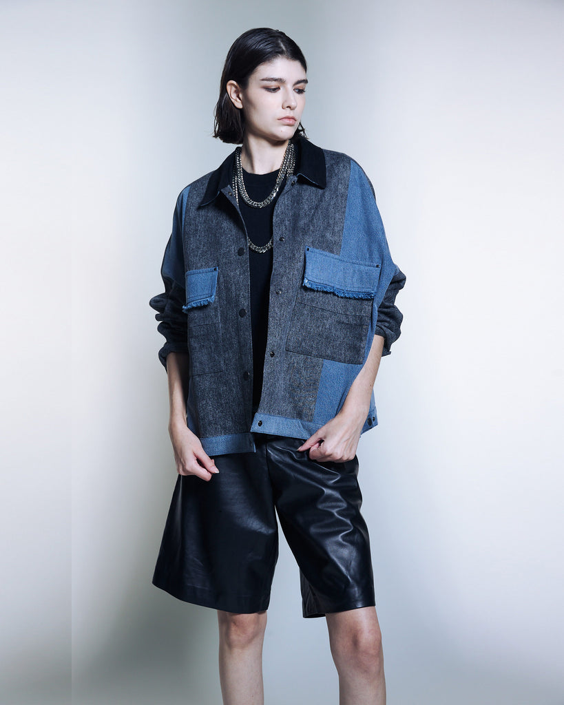 Bi Col Denim Military Pocket Jacket