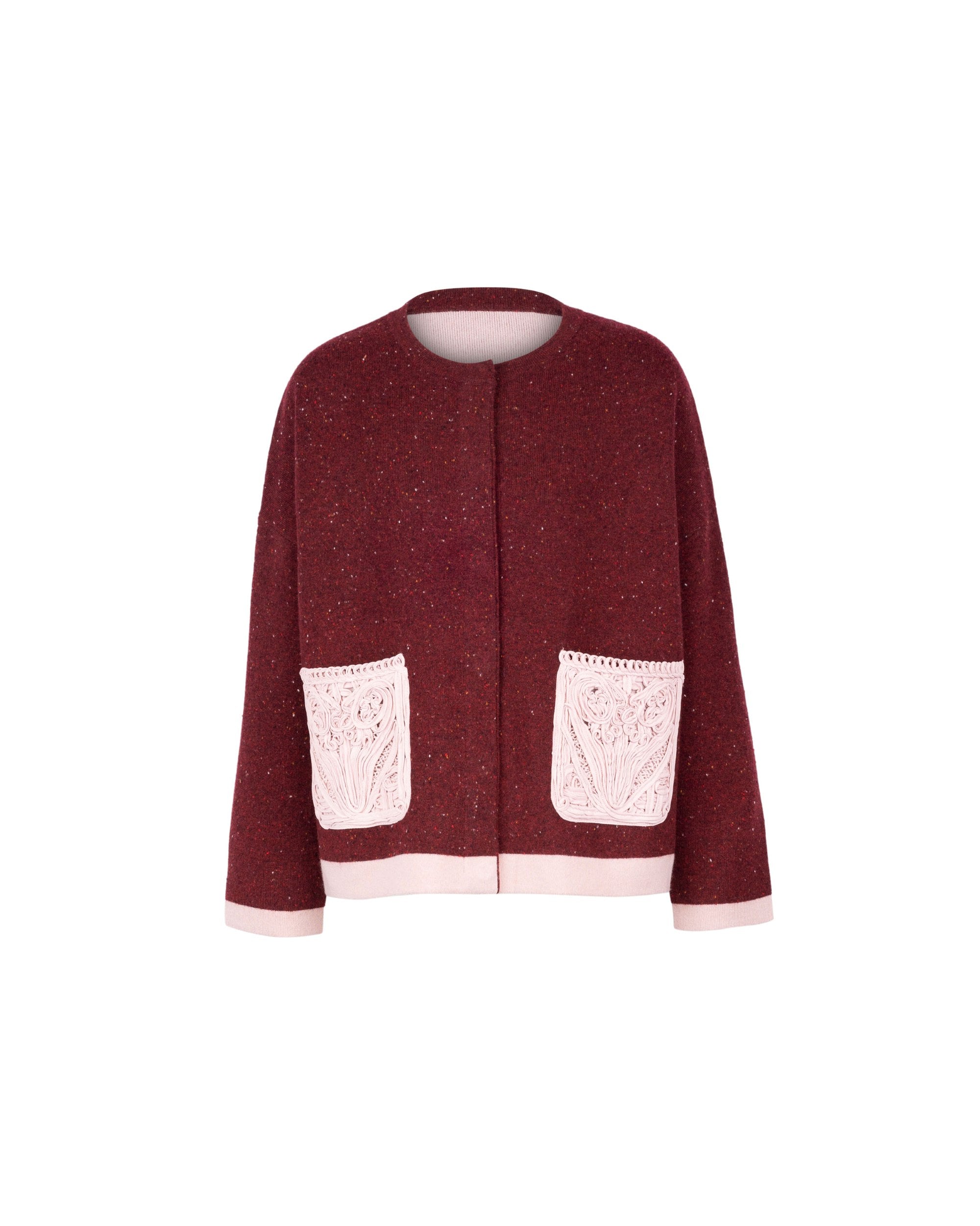 Wool Cashmere Crochet Pocket Cardigan