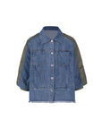 Nylon Bubble Crop Sleeve Denim Jacket