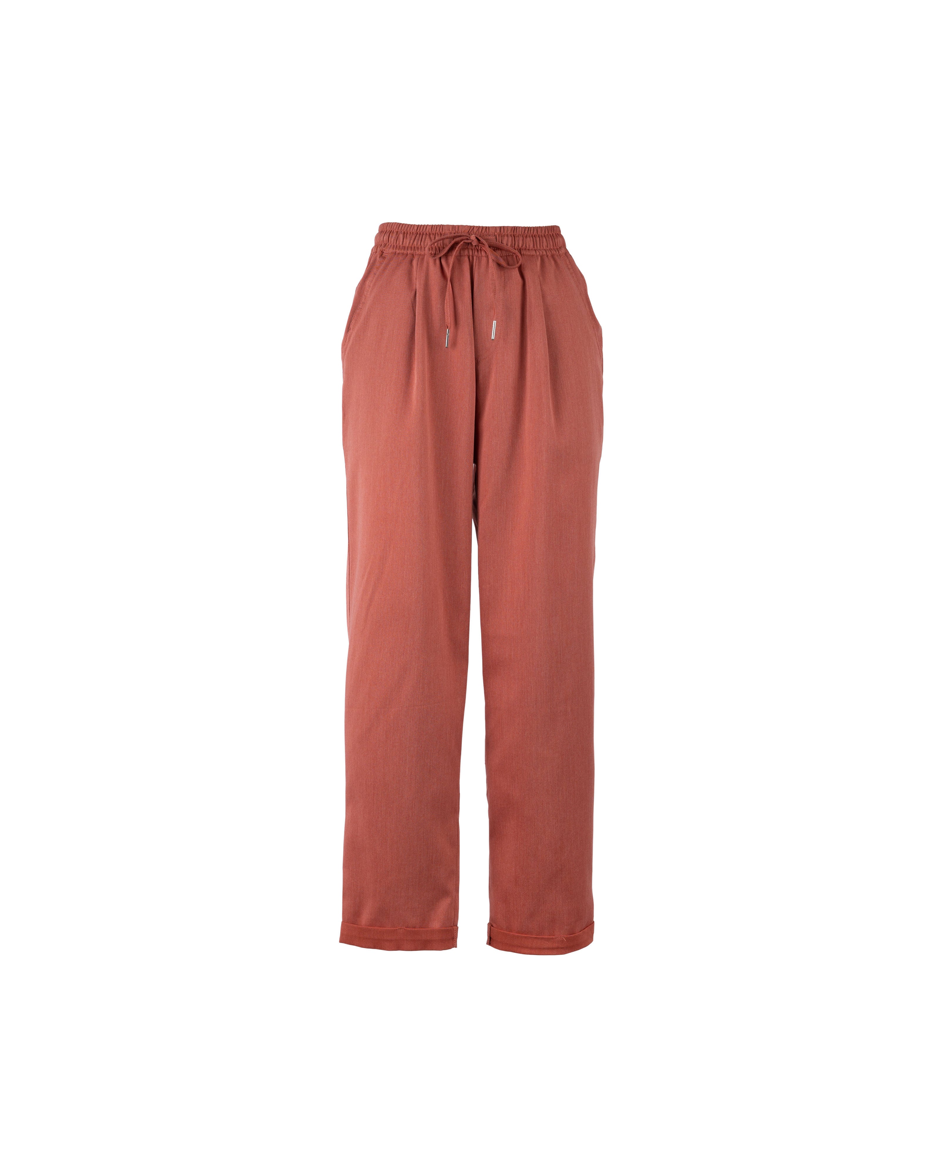 Poly Rayon Drawstring Waist Taper Pants