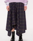 Xmas Capsule- Asy Hem Flare Check Skirt