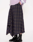 Xmas Capsule- Asy Hem Flare Check Skirt