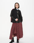 Xmas Capsule- Asy Hem Flare Check Skirt