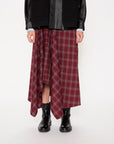 Xmas Capsule- Asy Hem Flare Check Skirt