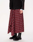 Xmas Capsule- Asy Hem Flare Check Skirt