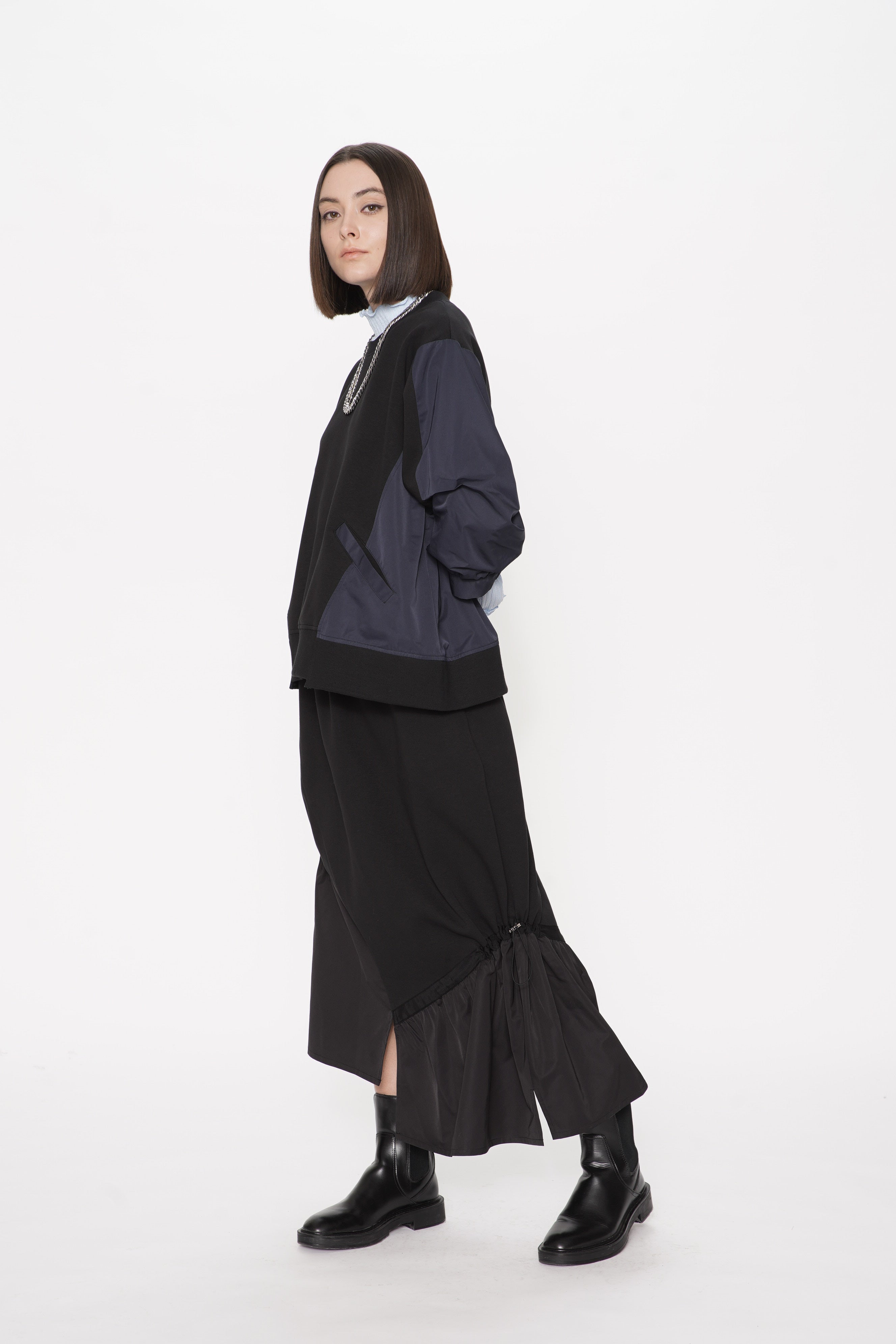 Air Compact Mix Nylon Asy Hem Maxi Skirt