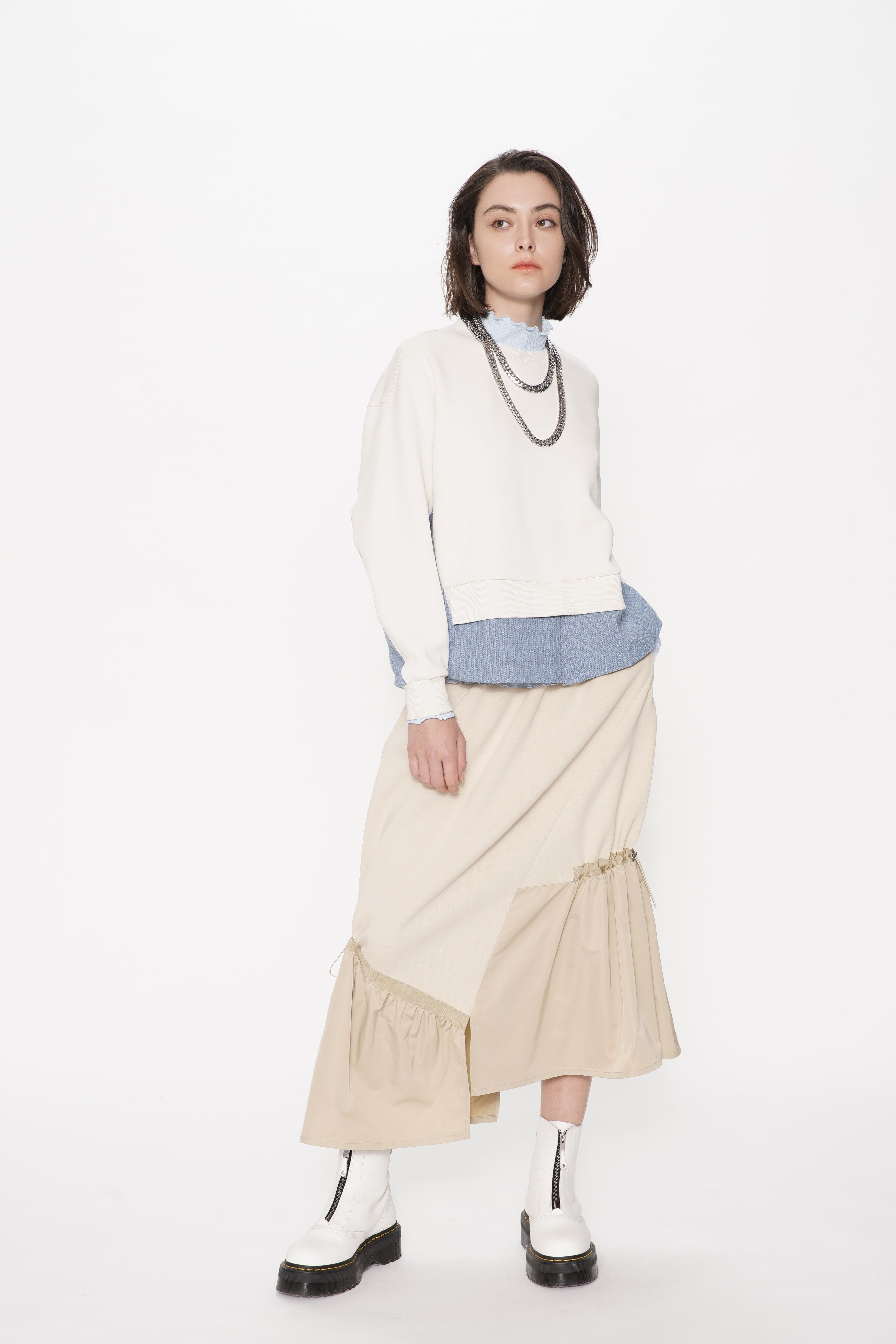 Air Compact Mix Nylon Asy Hem Maxi Skirt