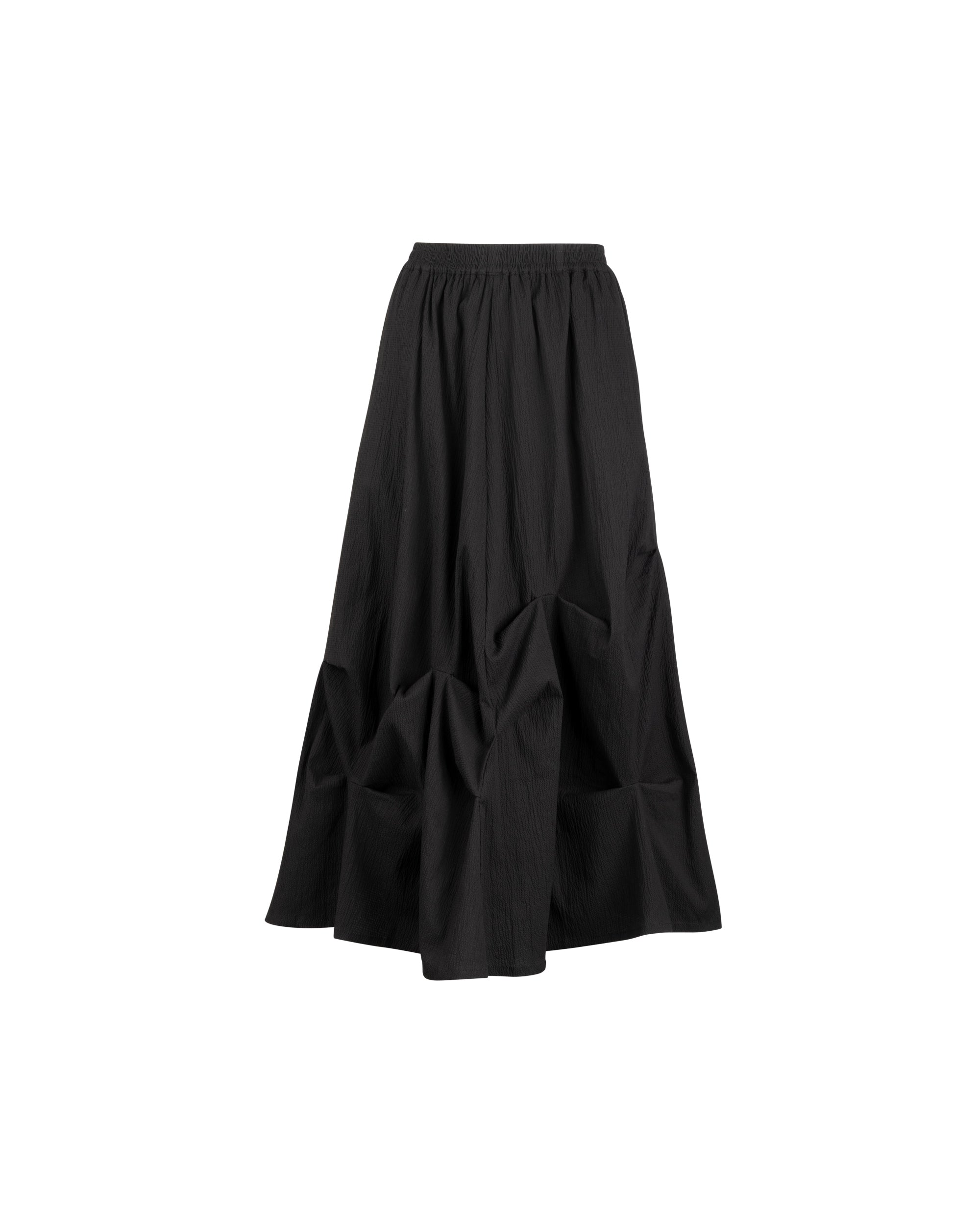 Crinkle Texture Folded Design Maxi Skirt