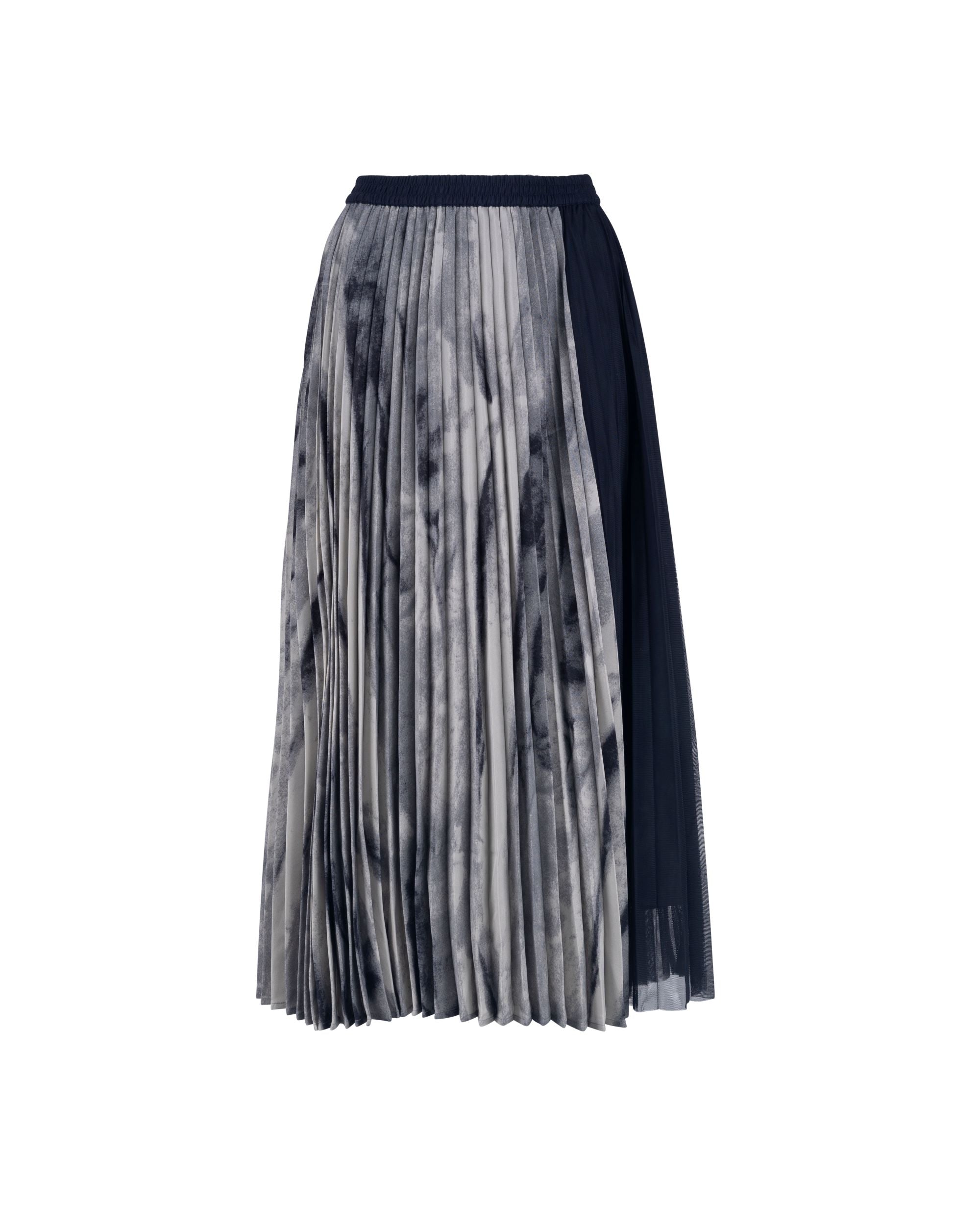 Abstract Print Pleated Maxi Skirt